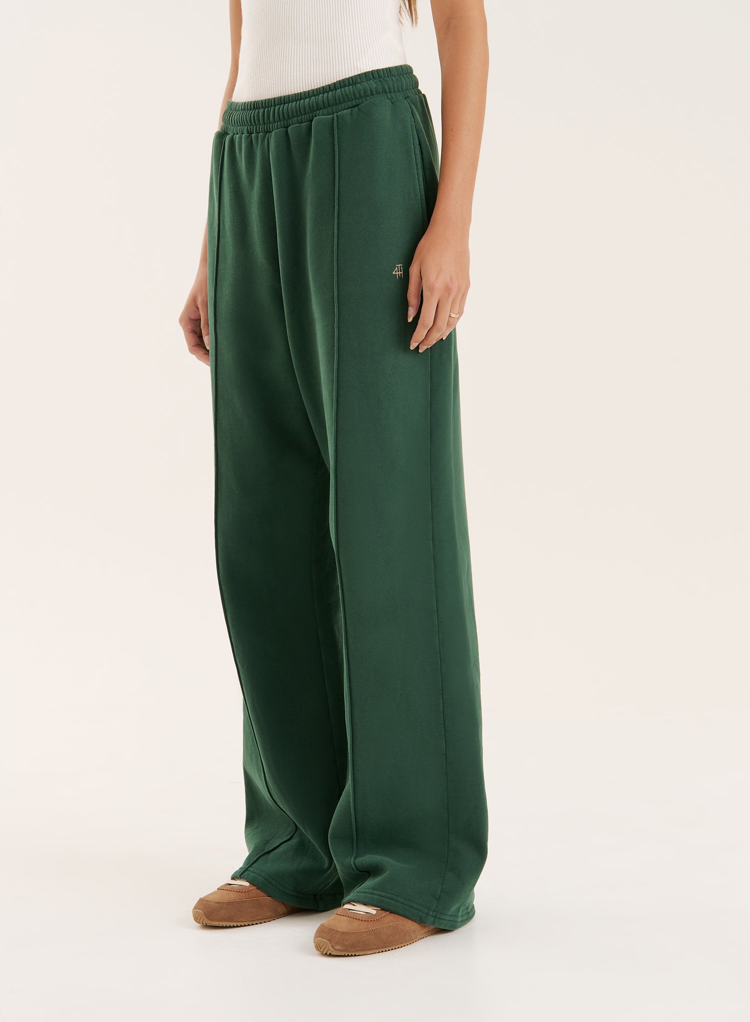 Green 4th Wide Leg Branded Joggers